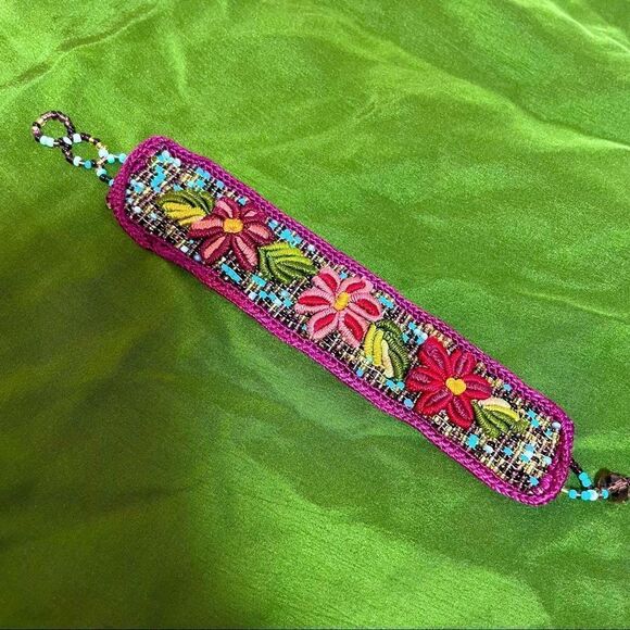 Oaxacan Bracelet hand woven, beaded, crocheted and embroidered - Picture 1 of 6